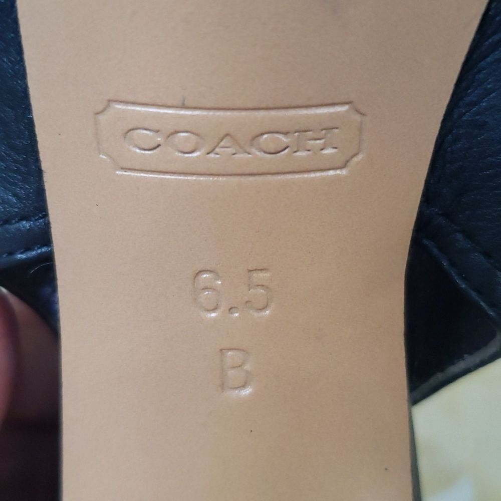 COACH Shoe Womens sz 6.5 Adelle Calf Black Sandal 4” Heel - Picture 6 of 8